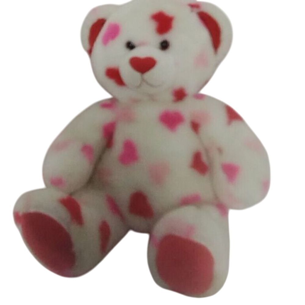 Build A Bear Plush Valentine's Day Teddy Bear White with Pink & Red Hearts l
